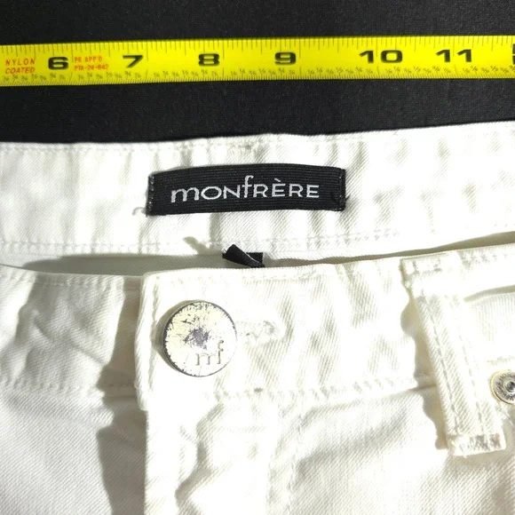 MONFRERE Jeans Womens 32 White Denim Straight Leg Blanc Wash Premium Designer - Picture 8 of 13
